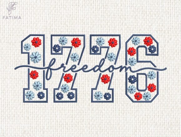 Download 1776 Freedom Floral Embroidery Design - Free Collection