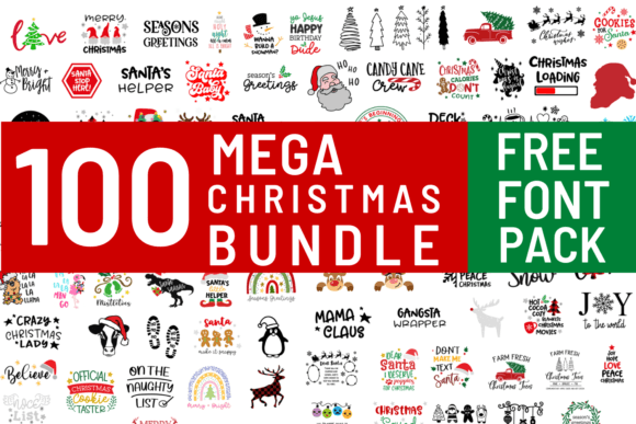 Download 100 Mega Christmas Bundle with Free Font - Free Collection